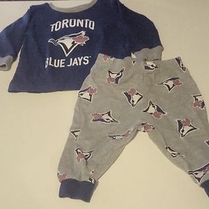 𝅺2 pc set Toronto Blue Jays Long Sleeve and Pants Set 6-9 months Blue and Gray